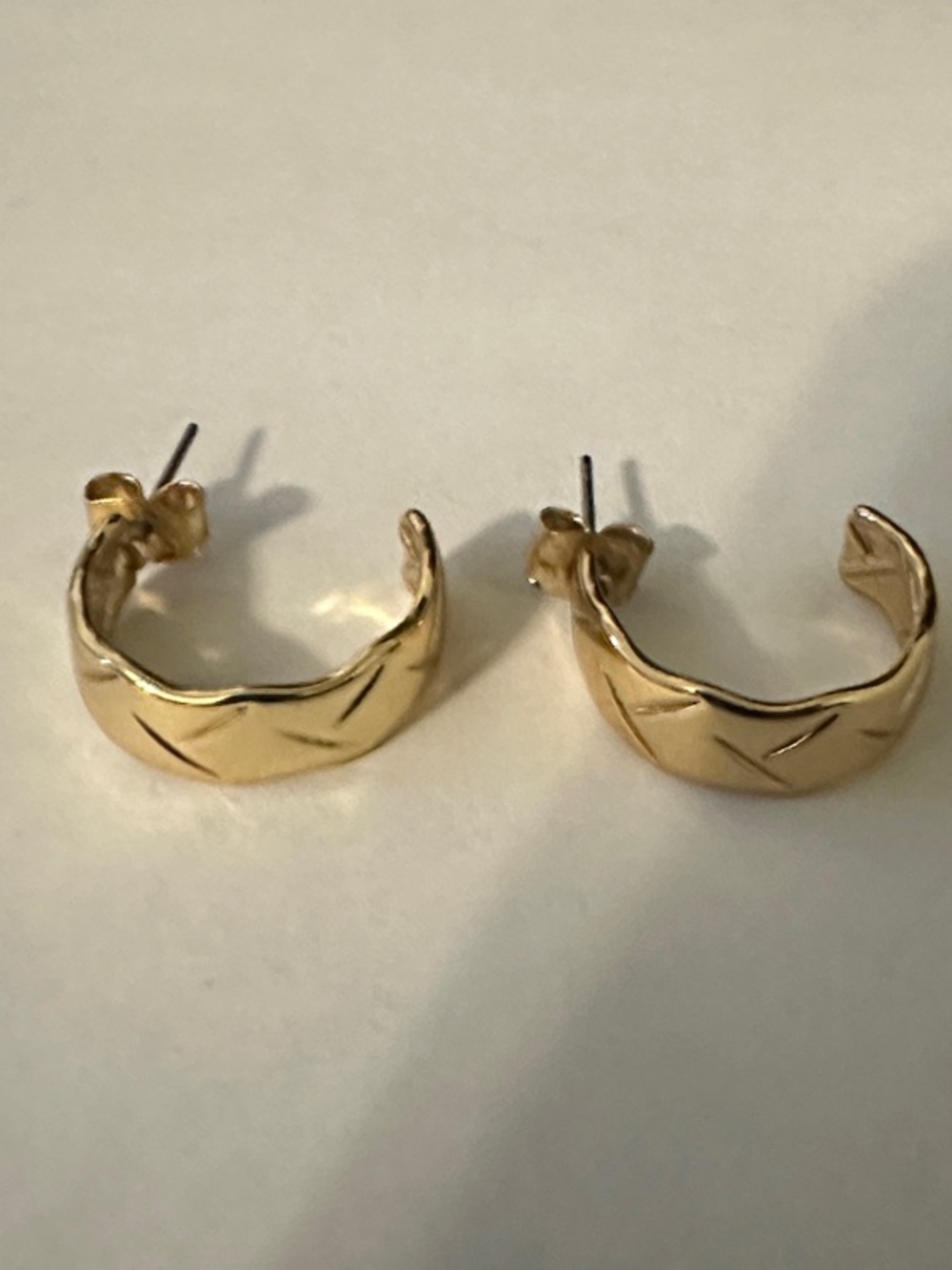 Free People Gold Textured Mini Hoop Stud Earrings
